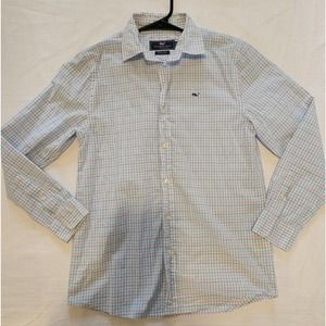 Vineyard Vines button down t shirt sz M 12/14 blue plaid